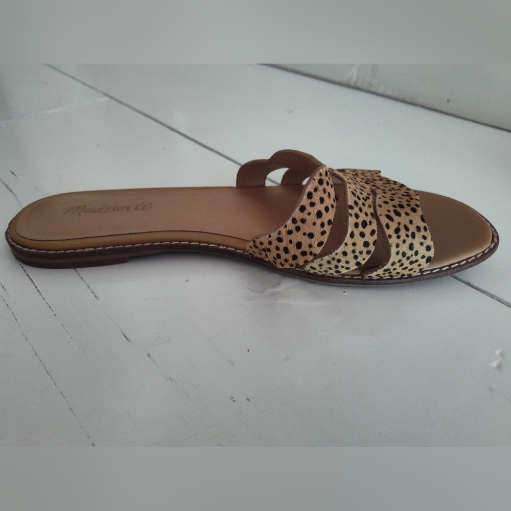 Madewell Women's Spotted Calf Hair Wavy Straps Slide Slip On Sandals | Size 10 - Picture 8 of 10